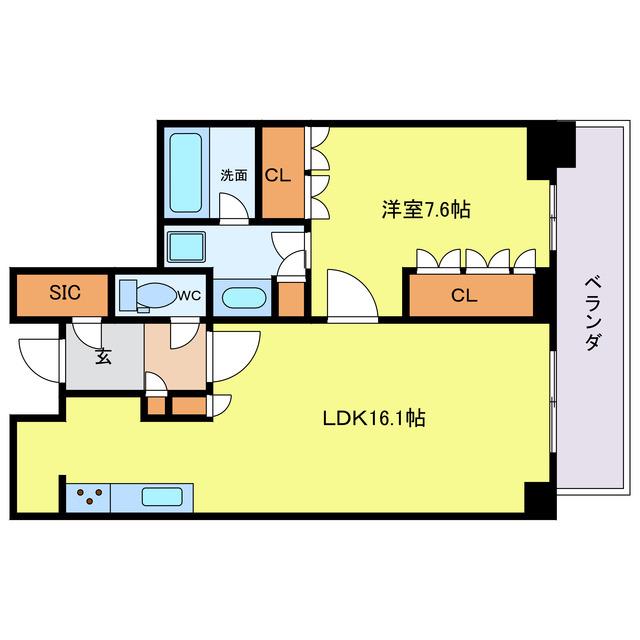 グランドメゾン新梅田タワー THE CLUB RESIDENCE(1LDK/5階)の間取り写真