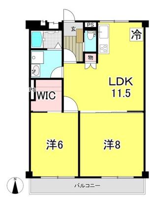 グリーンパークみその(2LDK/6階)の間取り写真