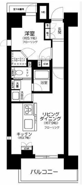 リビオレゾン人形町(1LDK/6階)の間取り写真