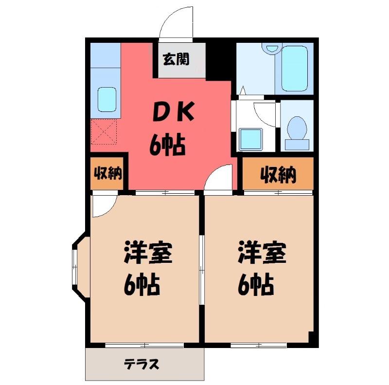 パークタウンA(2DK/1階)の間取り写真