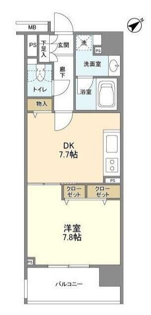 クリオ五反田(1DK/8階)の間取り写真