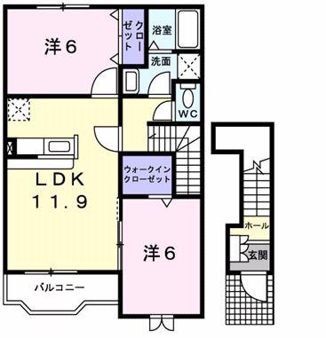 セイバリーII(2LDK/2階)の間取り写真