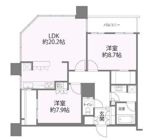THE KITAHAMA(2LDK/37階)の間取り写真