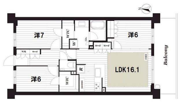 プレミスト京都松ヶ崎(3LDK/3階)の間取り写真
