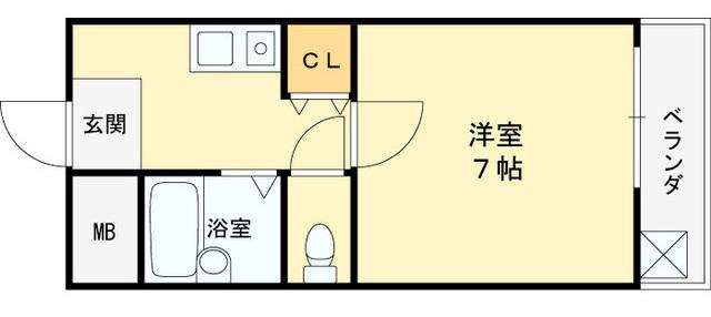 長居ロイヤルマンション(1K/1階)の間取り写真