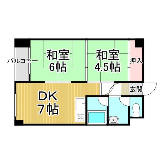 サンハイツ(2DK/3階)の間取り写真