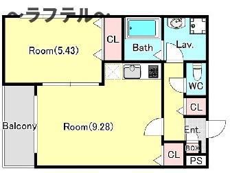 ジーメゾン入間(1LDK/3階)の間取り写真