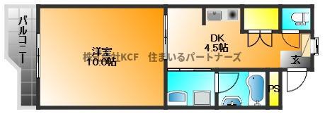 ハイツ櫛原プラスワン(1DK/2階)の間取り写真