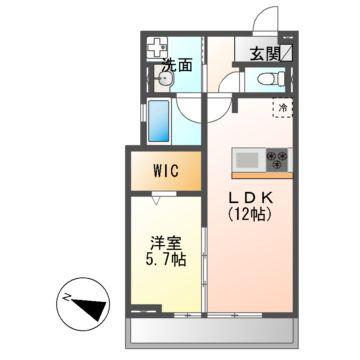 SIEBEN YOTSUYA(1LDK/3階)の間取り写真