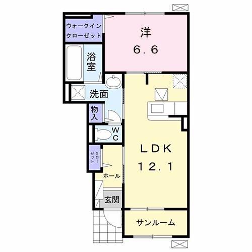 アリエッタ III(1LDK/1階)の間取り写真
