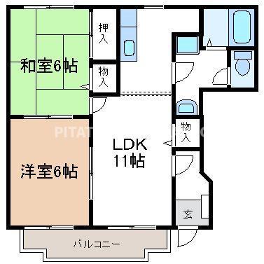 セントレージ横山(2LDK/1階)の間取り写真