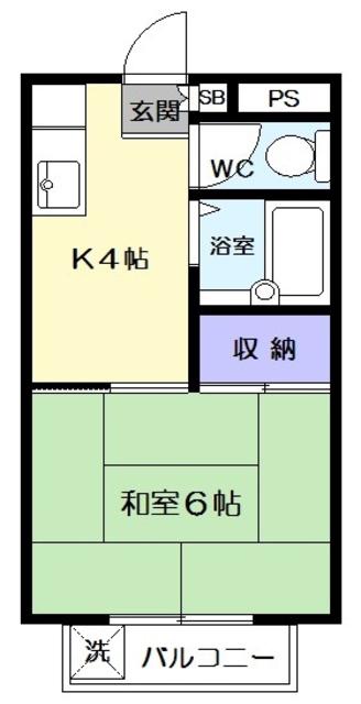 コーポジェム(1K/2階)の間取り写真