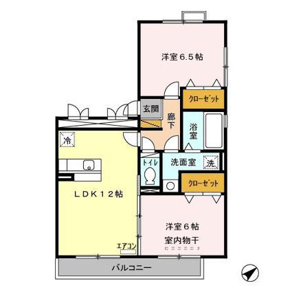 ヴァン・ボヌール(2LDK/3階)の間取り写真
