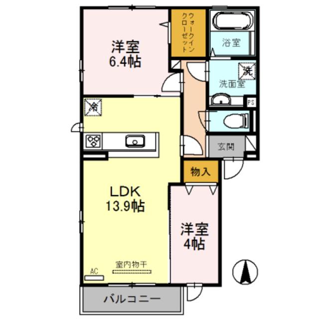 アルテリーベII(2LDK/3階)の間取り写真
