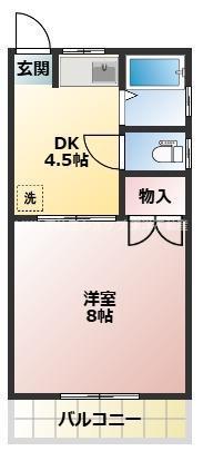 サトー・コーポラス(1DK/2階)の間取り写真