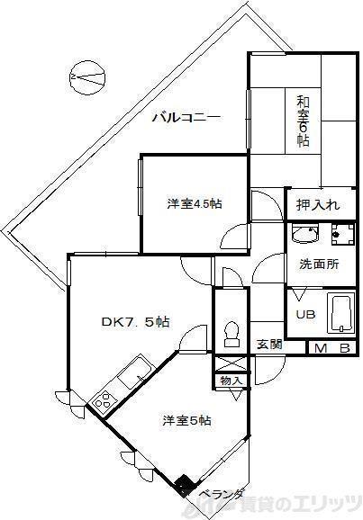 メゾン摂津(3DK/5階)の間取り写真