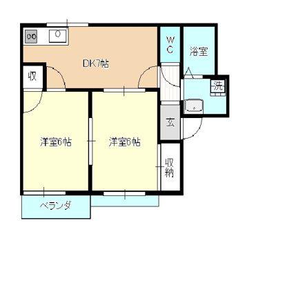 クレールメゾン(2DK/1階)の間取り写真