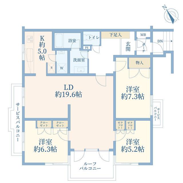 ユーロハイツ成城南(3LDK/4階)の間取り写真