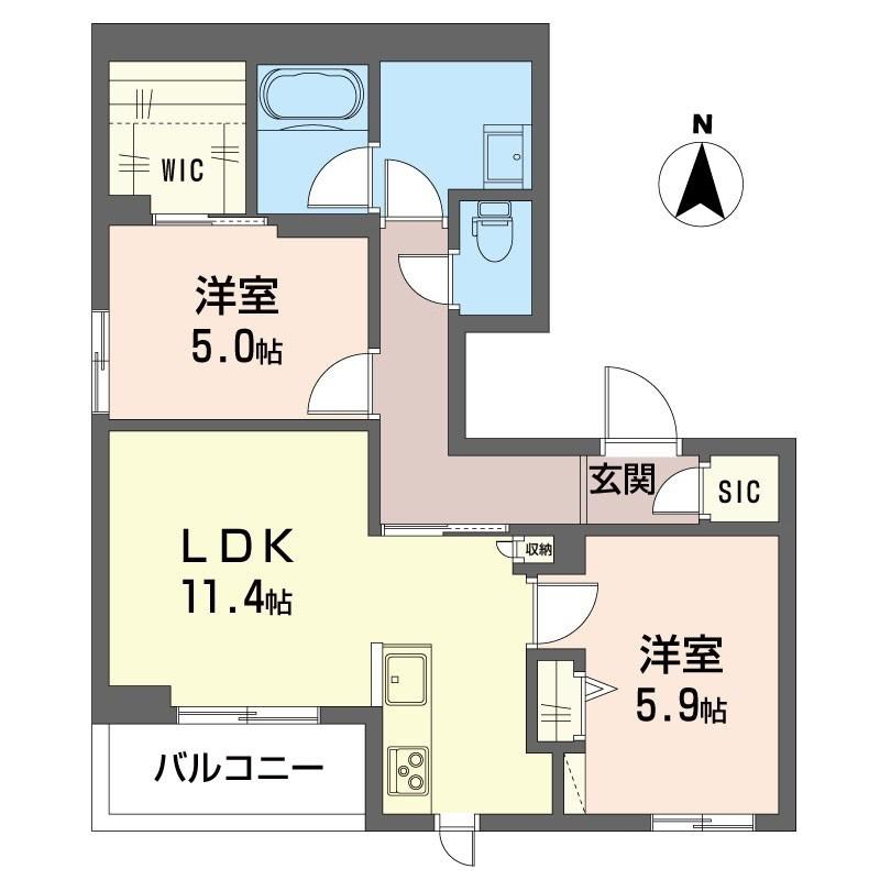 カンパネーヴェ(2LDK/3階)の間取り写真