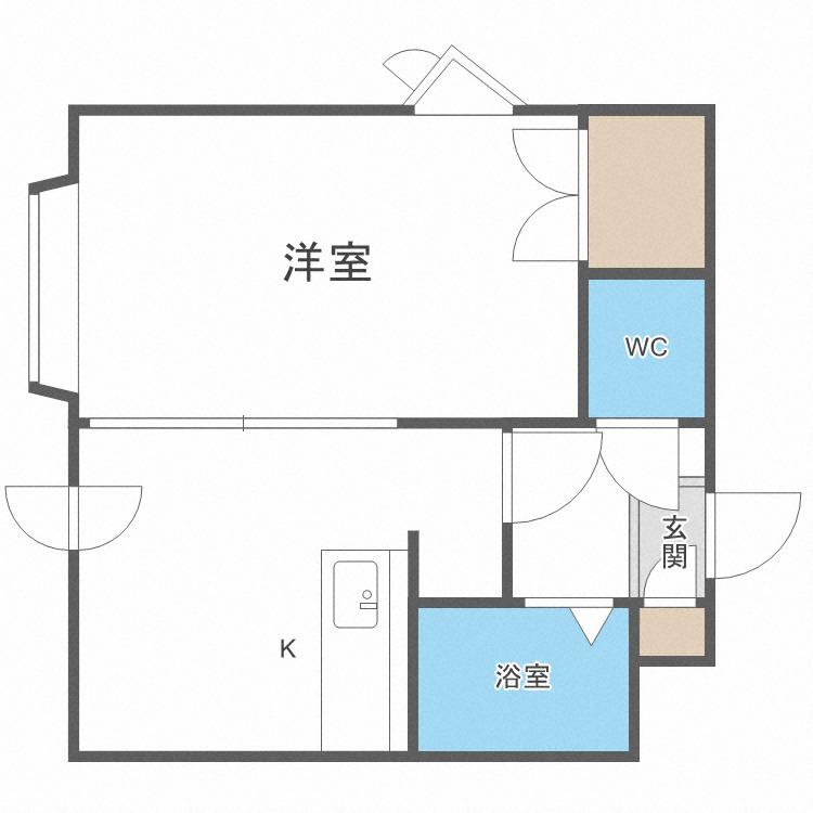 プレサント北8条A(1DK/4階)の間取り写真