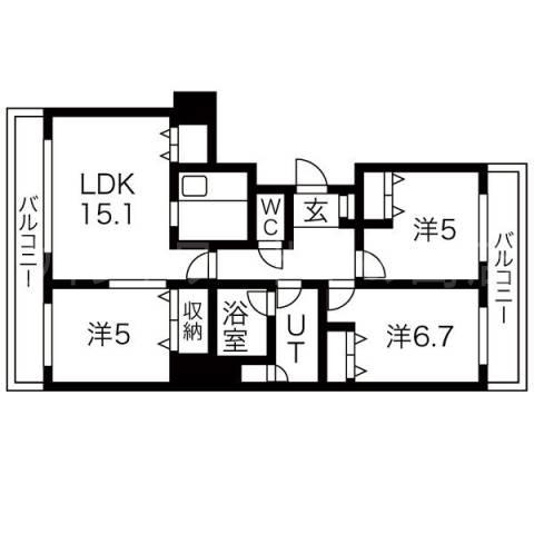 クリーンリバーフィネス大通公園東(3LDK/10階)の間取り写真