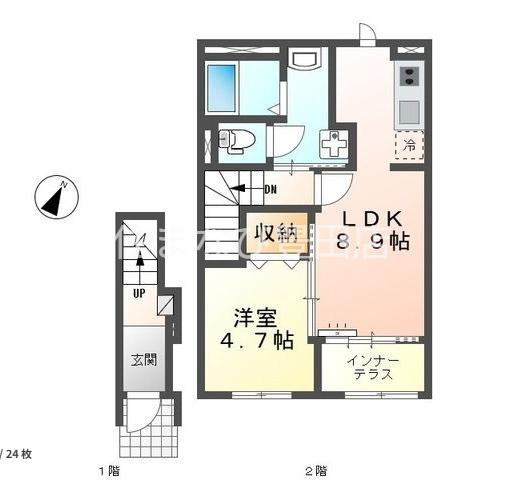 ルーラル・ビー(1LDK/2階)の間取り写真