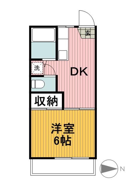 ホワイトアピア(1DK/1階)の間取り写真