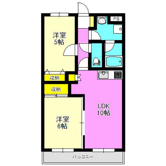 ルミエール中居 壱番館(2LDK/3階)の間取り写真