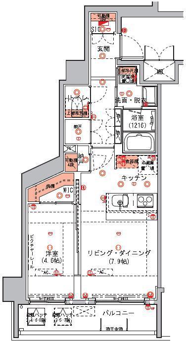 ハーモニーレジデンス東京イーストコア005(1LDK/4階)の間取り写真