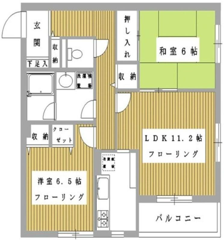 RIS国立西III(2LDK/1階)の間取り写真