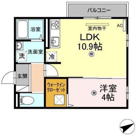 リヴェールC(1LDK/1階)の間取り写真