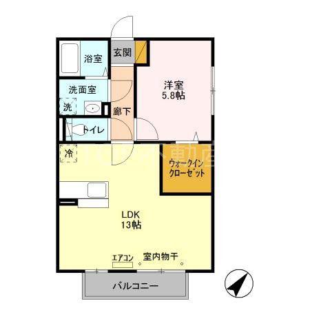 エスペランサII(1LDK/2階)の間取り写真