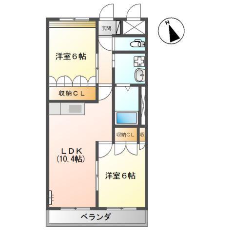 モンブラン(2LDK/2階)の間取り写真