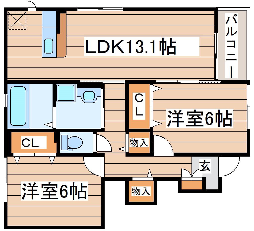ディオパラッツォI(2LDK/1階)の間取り写真
