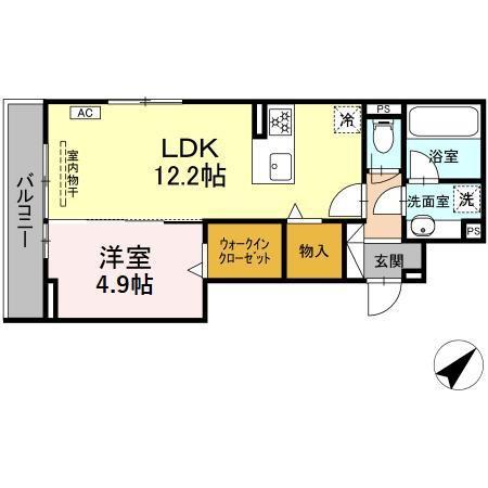 D-AVANCE 柱六番町III(1LDK/3階)の間取り写真