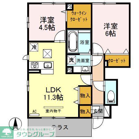 心静庵 一番館(2LDK/1階)の間取り写真