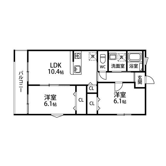 レトロワ長町南(2LDK/2階)の間取り写真