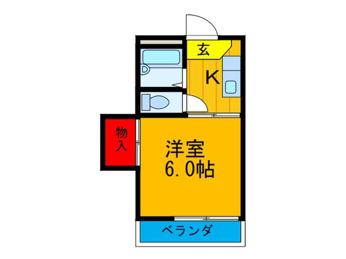 アムフルース乾(1K/2階)の間取り写真
