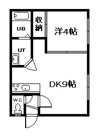 JR富良野線 緑が丘駅(北海道) 徒歩36分 2階建 築35年(1DK/1階)の間取り写真