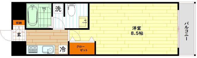 グラマシー京橋(1K/2階)の間取り写真