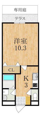 WING HOUSE(1K/1階)の間取り写真
