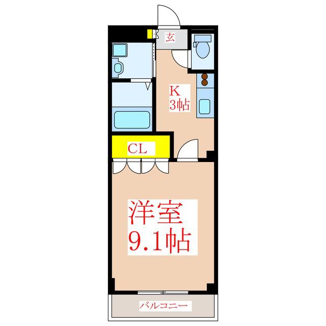 ブルーホライズン(1K/2階)の間取り写真