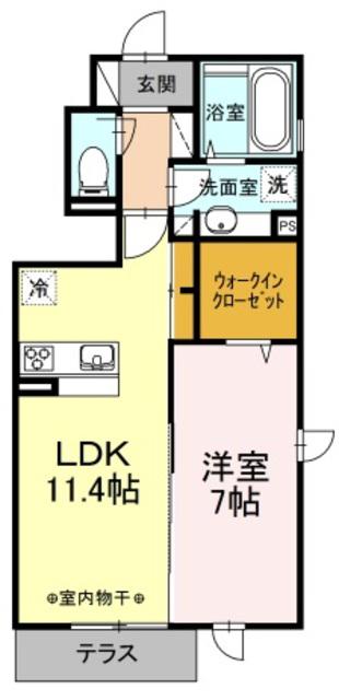 グランテージB(1LDK/1階)の間取り写真