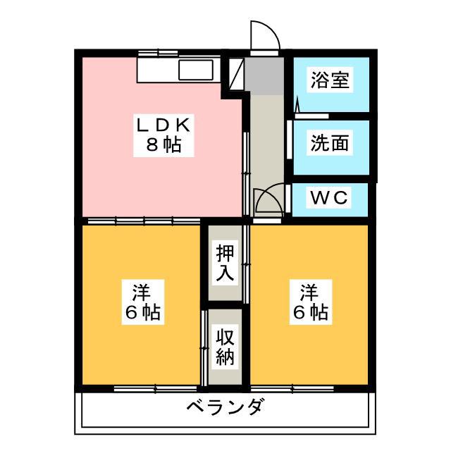 シルフィード(2DK/3階)の間取り写真