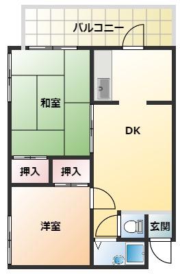 シンプルハイツ(2DK/2階)の間取り写真