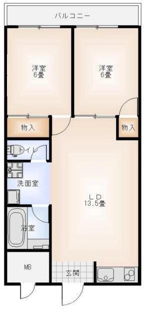 北野マンション(2LDK/2階)の間取り写真