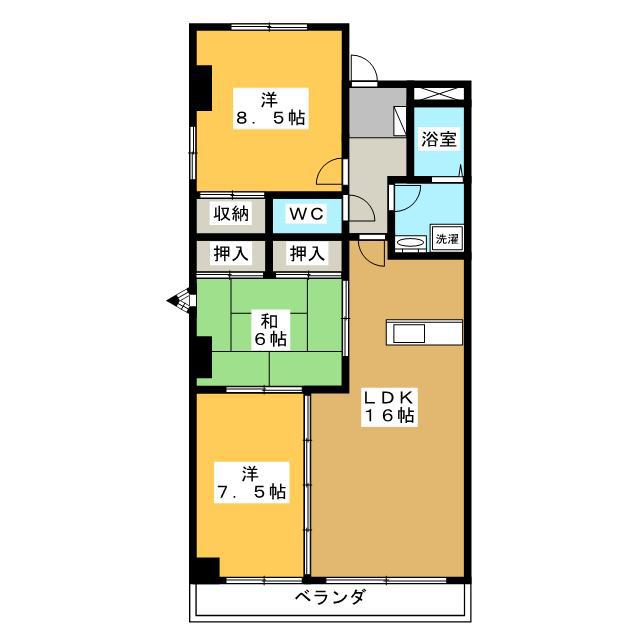 グランドゥール那加(3LDK/4階)の間取り写真