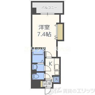 LUXE江坂II(1K/6階)の間取り写真