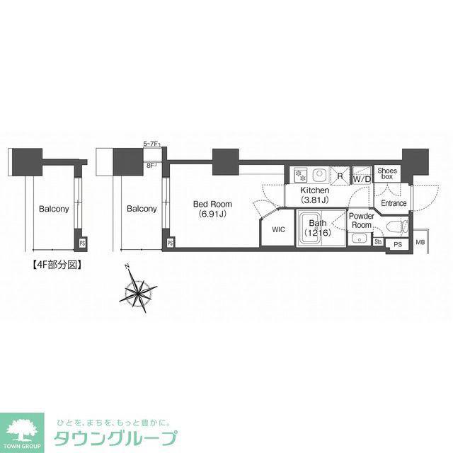 コンフォリア西荻窪(1K/8階)の間取り写真