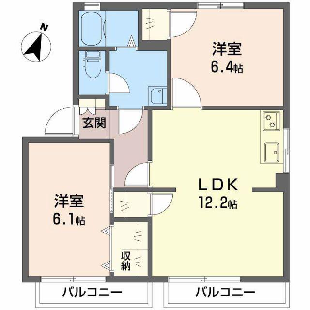 ファミールミタ C(2LDK/1階)の間取り写真